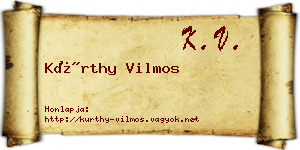 Kürthy Vilmos névjegykártya