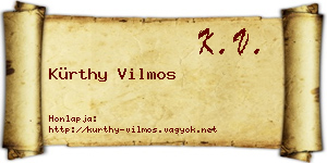 Kürthy Vilmos névjegykártya